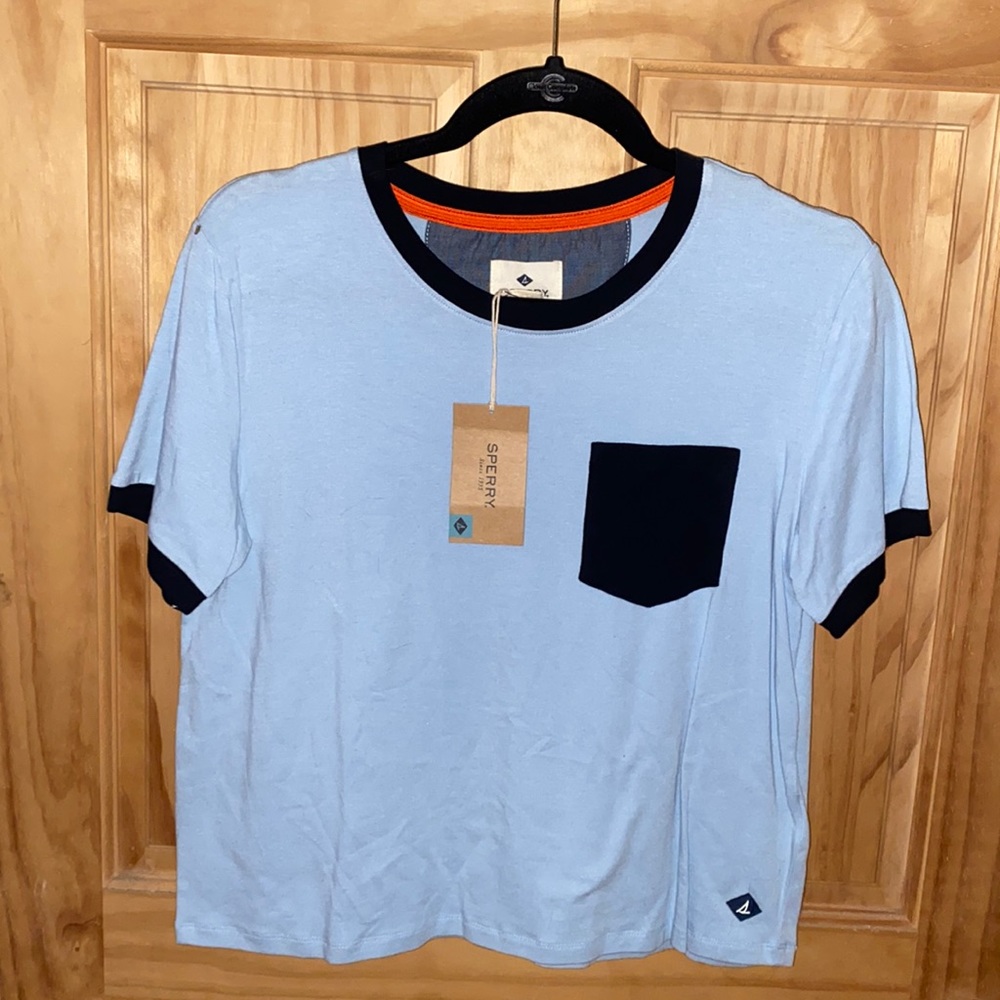 Light blue Sperry Topsider Cropped Shirt